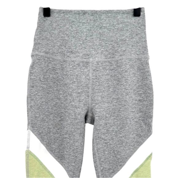 Beyond Yoga Tri-Panel Gray & Green High Waist Full Length Athleisure Leggings - Picture 4 of 7